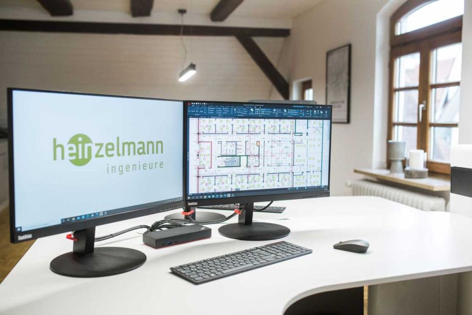 Büroraum, Arbeitsplatz bei Heinzelmann Ingenieure